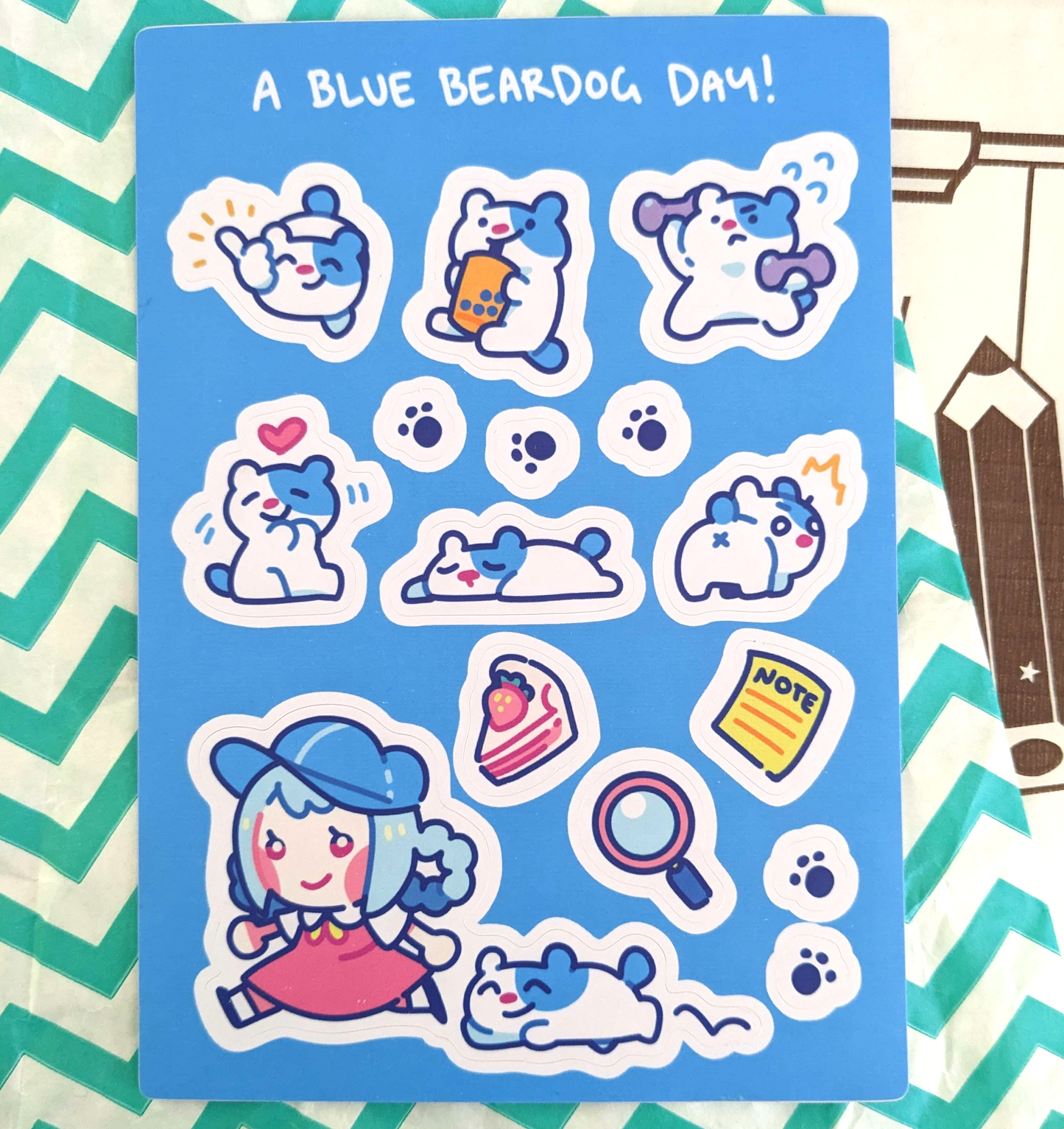 A Blue Beardog Day 4"x6" Sticker Sheet