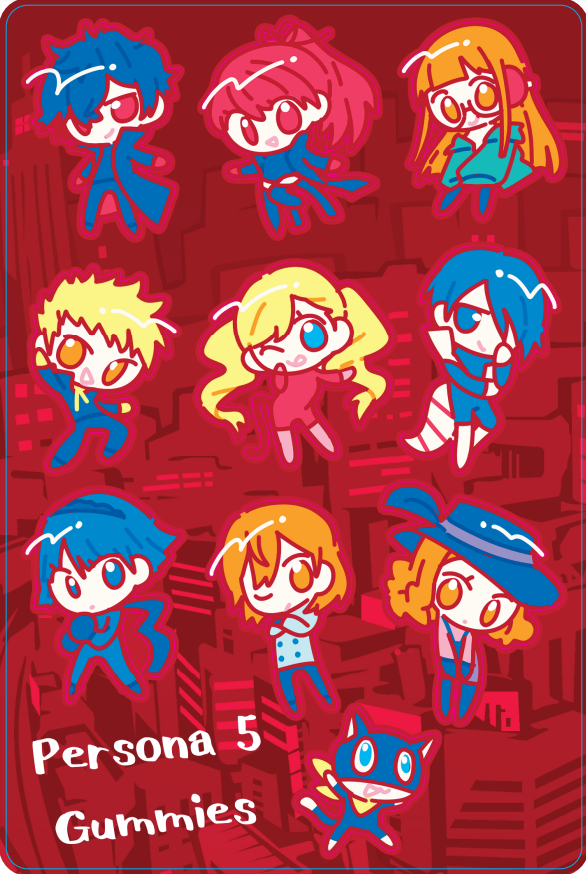 Persona 5 Gummies 4"x6" Sticker Sheet
