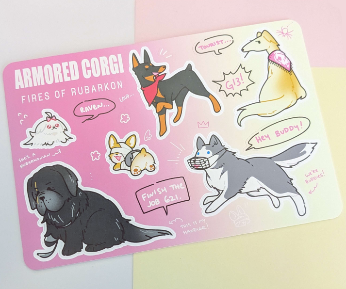 AC6 Armored Corgi Fires of Rubarkon 4"x6" Sticker Sheet