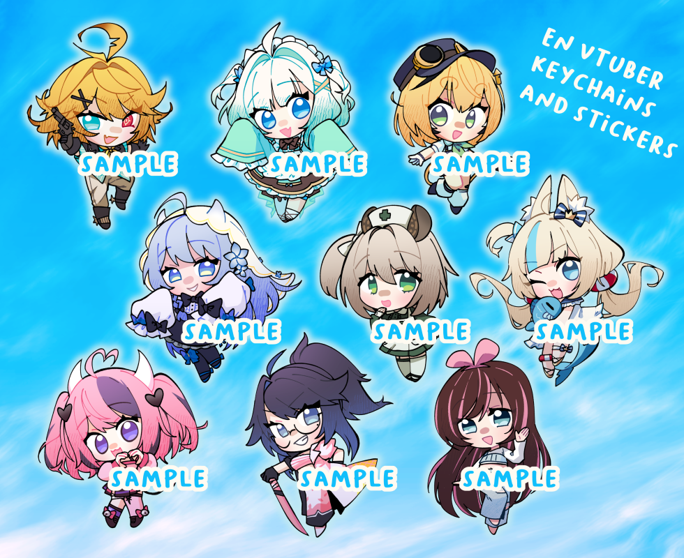 Various EN Vtubers Stickers and Keychains