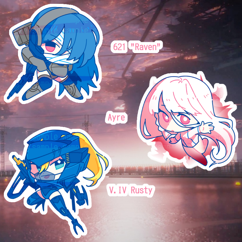Mecha Musume Armored Core 6 Set 3" Single Stickers