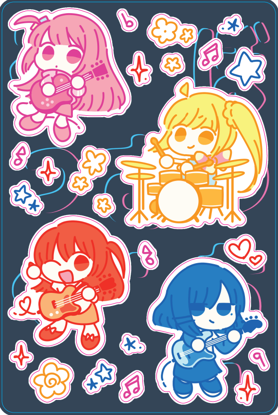Bocchi the Rock! Kessoku Band 4x6 Sticker Sheet – ミノミノ