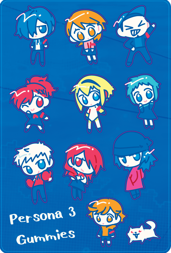 Persona 3 Gummies 4"x6" Sticker Sheet