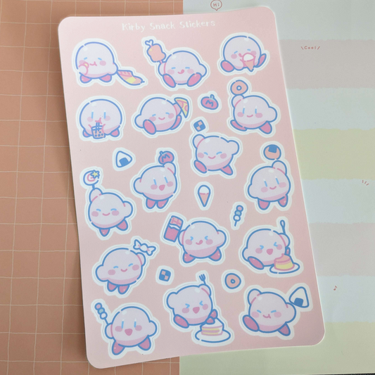 Kirby Snacks 4"x6" Sticker Sheet