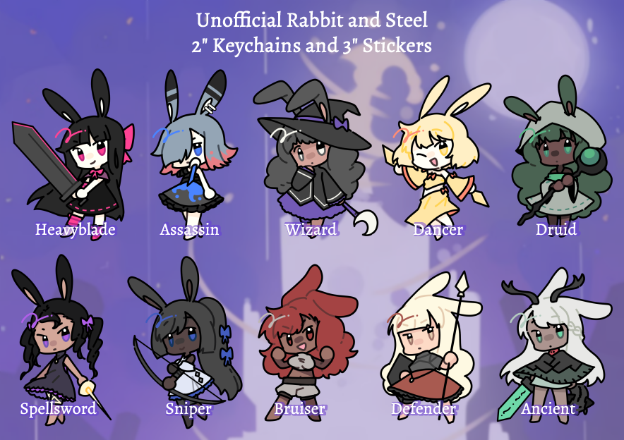 Rabbit and Steel Keychain and Stickers