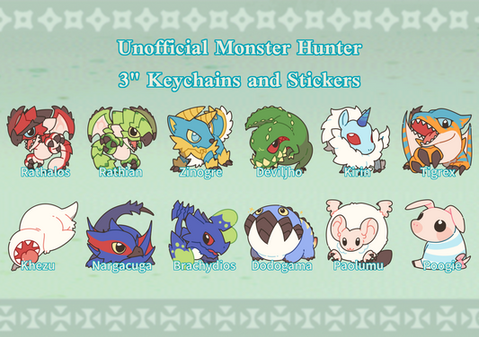 Monster Hunter Keychain and Stickers