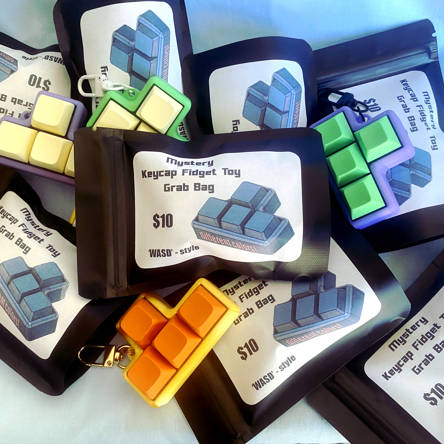 Mystery Keycap Fidget Toy Gacha Bag: WASD Style