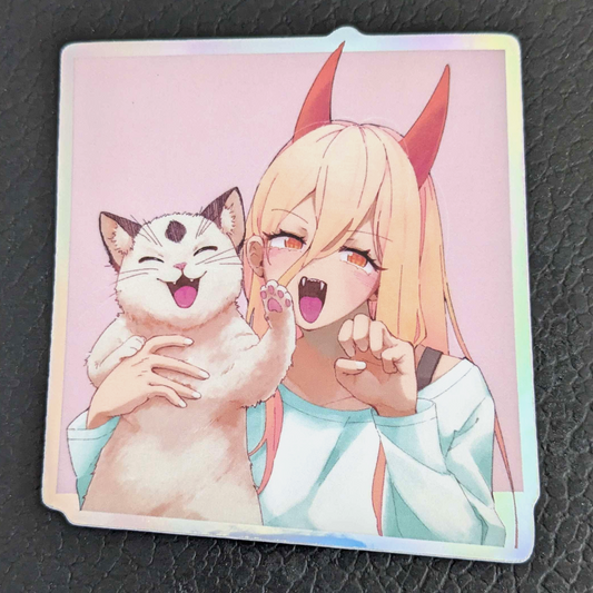 Power and Meowy 3" Sticker