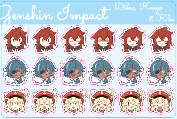 Genshin Impact  4"x6" Sticker Sheet - Matte