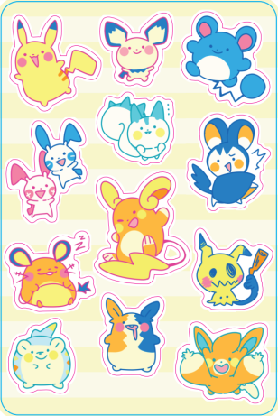 Pokemon Pikachu Variants 4"x6" Sticker Sheet