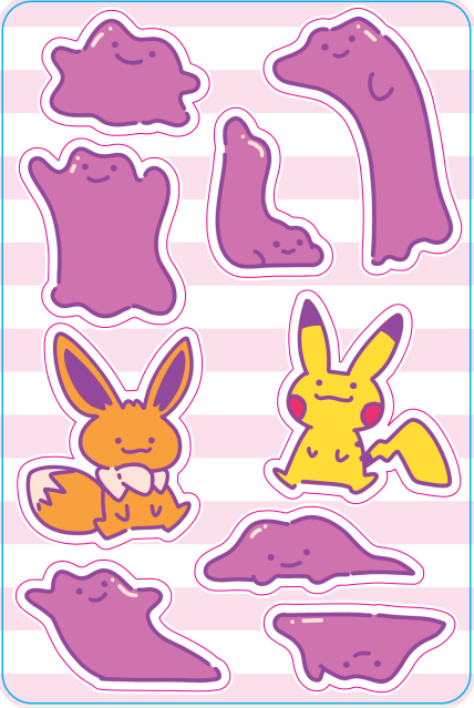 Pokemon Ditto 4"x6" Sticker Sheet