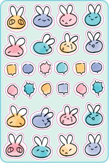 Expressive Bunny 4"x6" Sticker Sheet